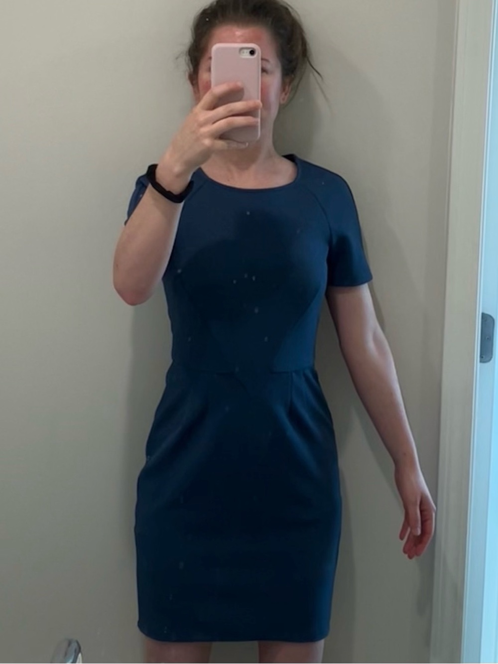 Forever 21 Teal-Blue Short Sleeve Sheath Dress